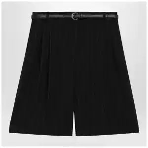 Max Mara Studio Blue pinstripe wool bermuda shorts