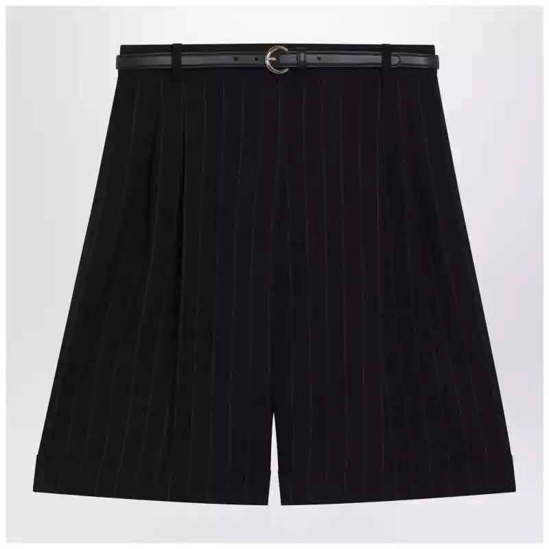 Max Mara Studio Blue pinstripe wool bermuda shorts