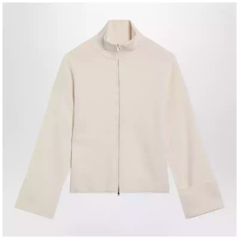 Max Mara Ivory viscose-blend zip-up sweatshirt