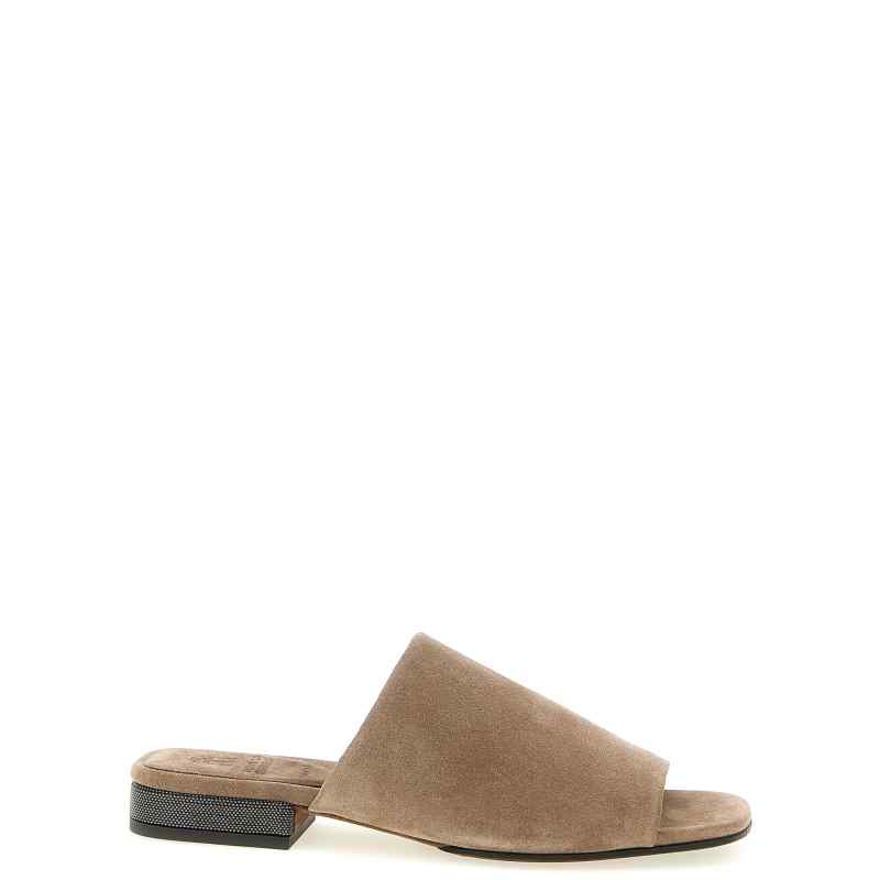 Brunello Cucinelli Monile Suede Sandals