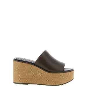 Brunello Cucinelli Leather And Raffia Wedges