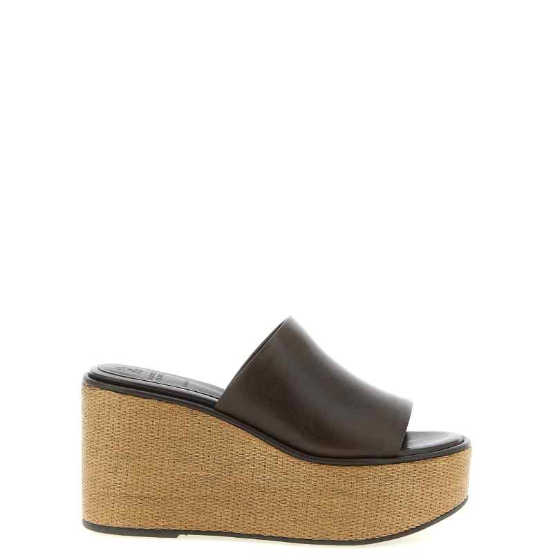 Brunello Cucinelli Leather And Raffia Wedges