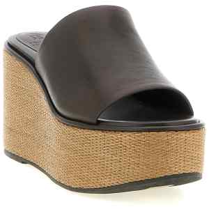 Brunello Cucinelli Leather And Raffia Wedges