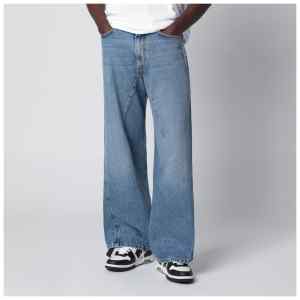 Off-White™ Wide-leg light blue jeans with logo