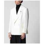 Lardini White viscose double-breasted suit