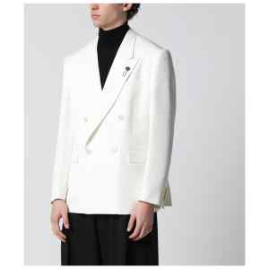 Lardini White viscose double-breasted suit