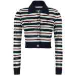 Self Portrait Navy Striped Viscose Knit Cardigan