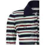 Self Portrait Navy Striped Viscose Knit Cardigan