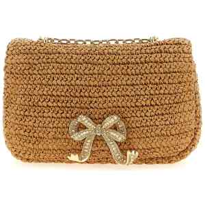 Self Portrait Raffia Bow Charm Shoulder Bag