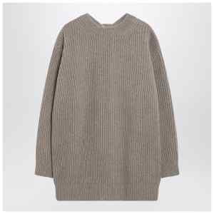 MM6 Maison Margiela Oversized beige ribbed sweater
