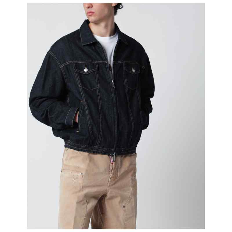 Dsquared2 Navy blue zip-up denim jacket, theFeinheit