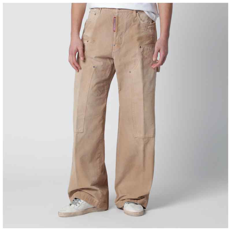 Dsquared2 Vintage-effect beige baggy carpenter jeans Dsquared2 Vintage-effect beige baggy carpenter jeans, theFeinheit
