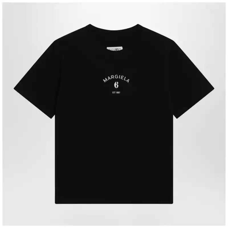 MM6 Maison Margiela Black T-shirt with logo print