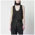 Durazzi Milano Dark grey silk tank top with scarf