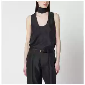 Durazzi Milano Dark grey silk tank top with scarf