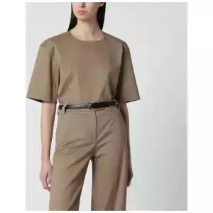 TheLatest Short-sleeve cognac cotton top