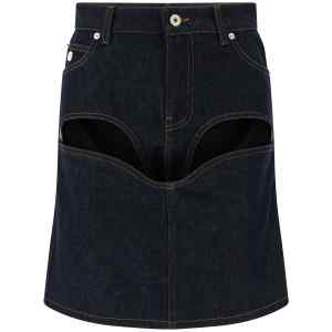 Jean Paul Gaultier Denim Mini Skirt With Cuts And Turn Up Skirt
