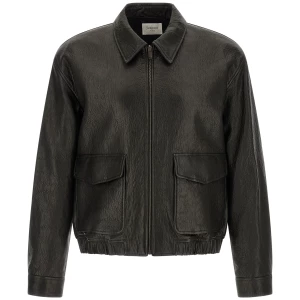 Saint Laurent Hammered Leather Bomber Jacket