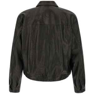 Saint Laurent Hammered Leather Bomber Jacket