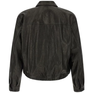 Saint Laurent Hammered Leather Bomber Jacket