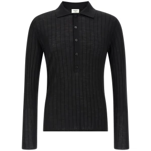 Saint Laurent Pointelle Wool Polo Shirt