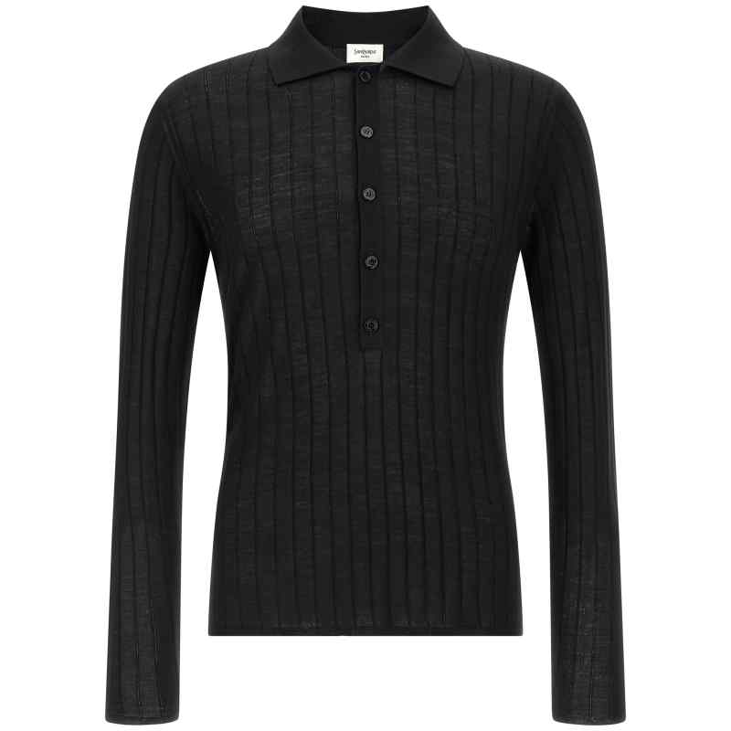 Saint Laurent Pointelle Wool Polo Shirt Saint Laurent Pointelle Wool Polo Shirt