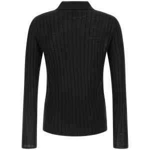 Saint Laurent Pointelle Wool Polo Shirt