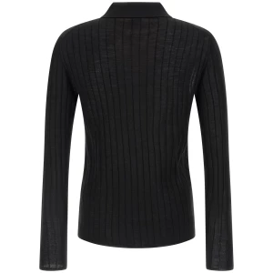 Saint Laurent Pointelle Wool Polo Shirt