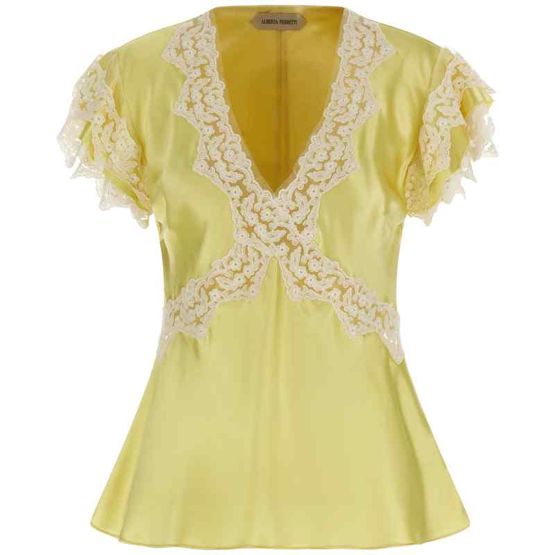 Alberta Ferretti Satin And Lace Top Alberta Ferretti Satin And Lace Top