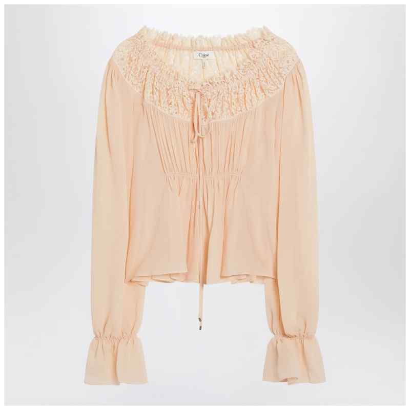 Chloé Blouse with tie in pink silk georgette Chloé Blouse with tie in pink silk georgette