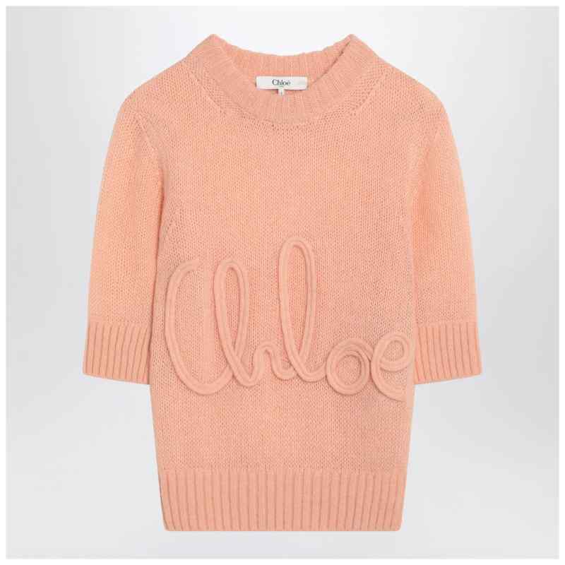 Chloé Peach-colored top with logo embroidery Chloé Peach-colored top with logo embroidery