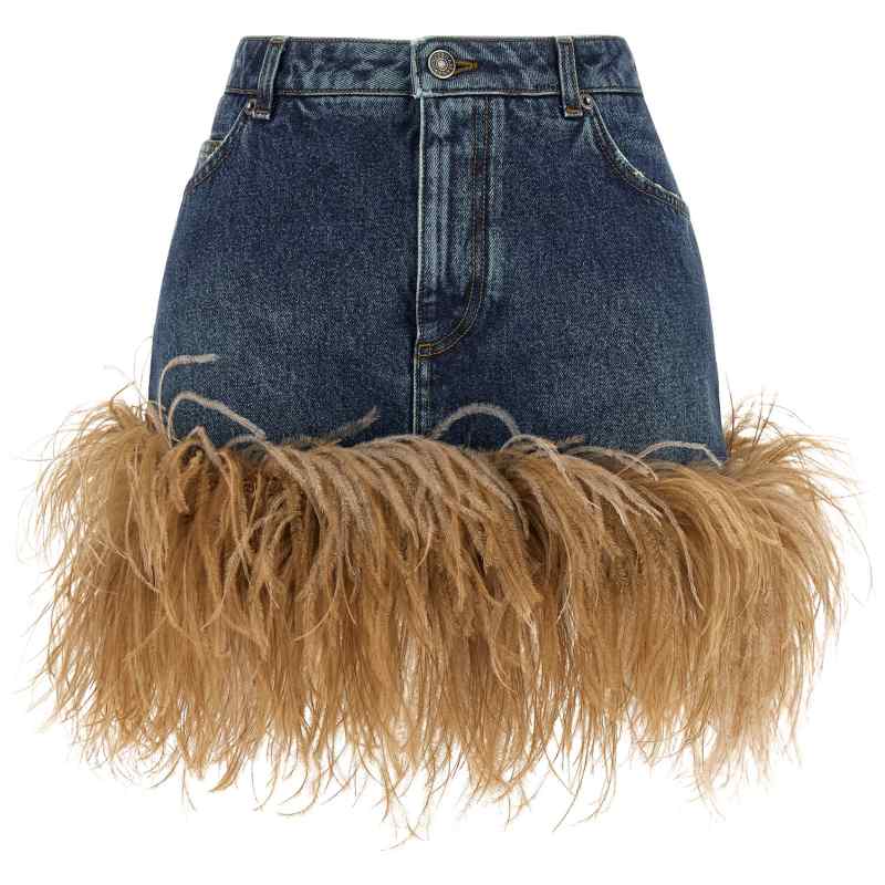 Dolce & Gabbana Feather Denim Skirt Dolce & Gabbana Feather Denim Skirt