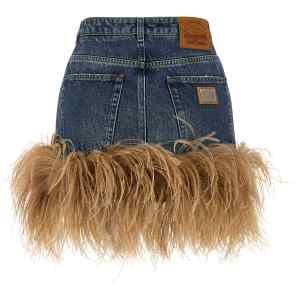 Dolce & Gabbana Feather Denim Skirt