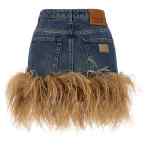 Dolce & Gabbana Feather Denim Skirt