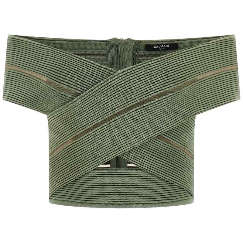 Balmain Off-the-shoulder Crop Top