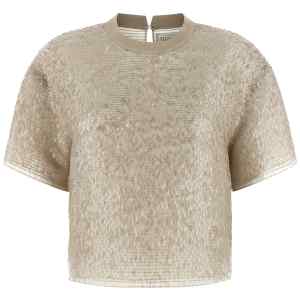 Brunello Cucinelli Dazzling Cascade Embroidery T-shirt