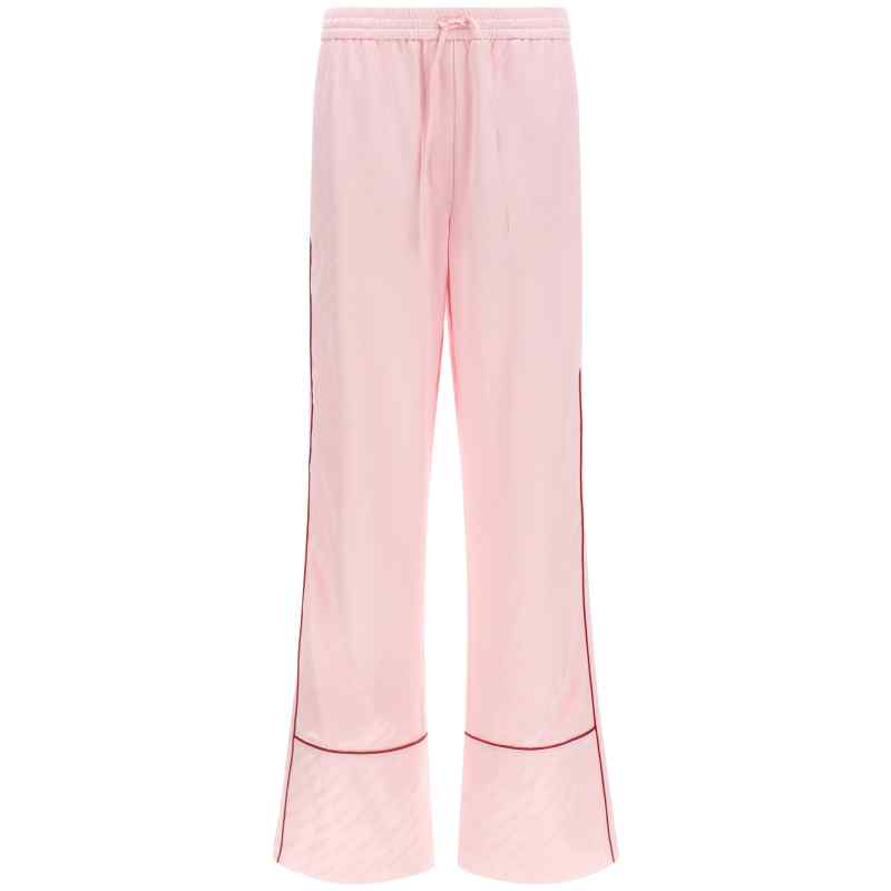 Off White Jacquard Satin Pajama Pants