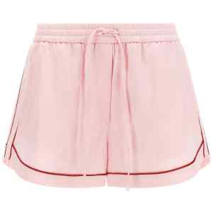 Off White Jacquard Satin Pajama Shorts