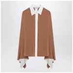 Max Mara Camel silk colour-block shirt
