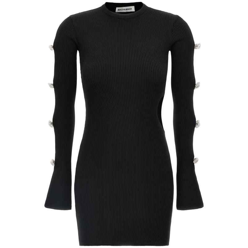 R25KD111KNTBLKBLACK_01_M_2025-02-21T11-36-27.292Z Mach & Mach Cut-out Crystal Bow Dress
