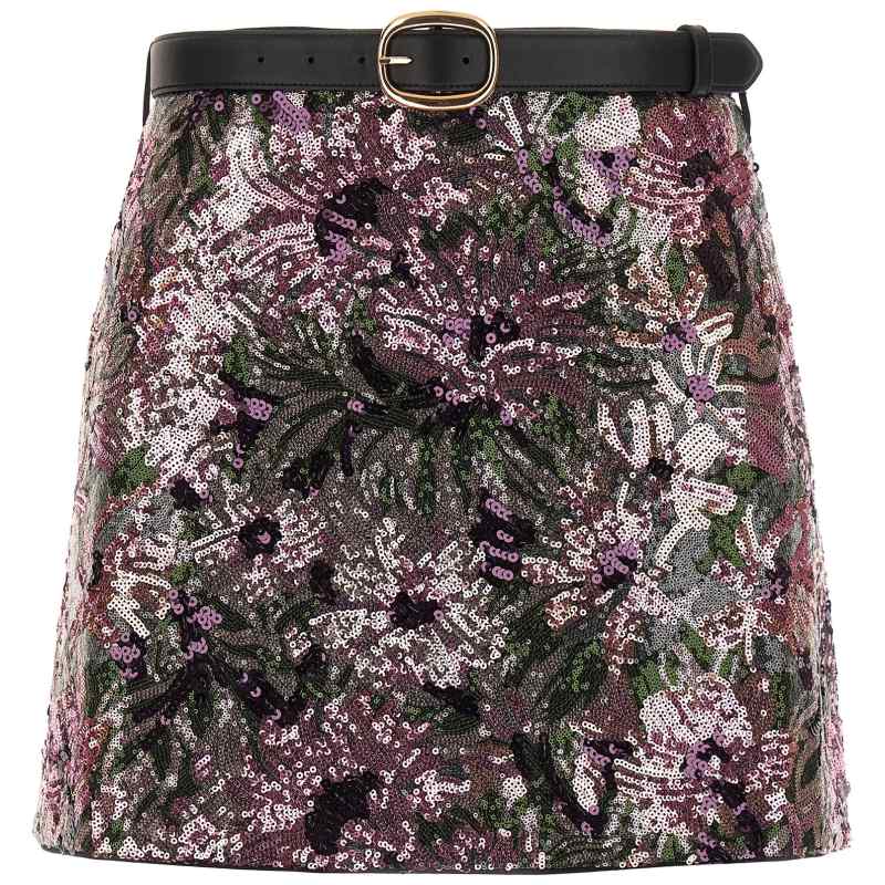 Self-Portrait Floral Sequin Mini Skirt