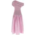 Self-Portrait Pink Cotton Draped Knit Midi Dress