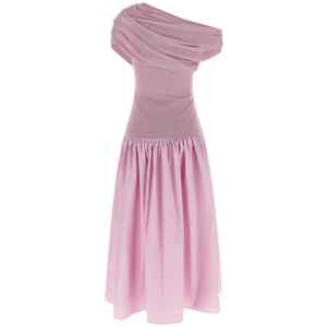 Self-Portrait Self Portrait Pink Cotton Draped Knit Midi Dress