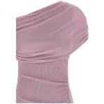 Self-Portrait Pink Cotton Draped Knit Midi Dress