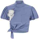 Self-Portrait Blue Cotton Tie Side Top