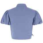 Self-Portrait Blue Cotton Tie Side Top