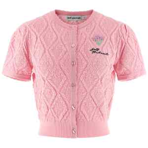 Self-Portrait Pink Pointelle Knit Top