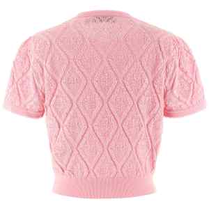 Self-Portrait Pink Pointelle Knit Top