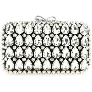 Self-Portrait Self Portrait Black Satin Crystal Clutch
