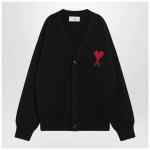 Ami Paris Black wool Ami De Coeur cardigan